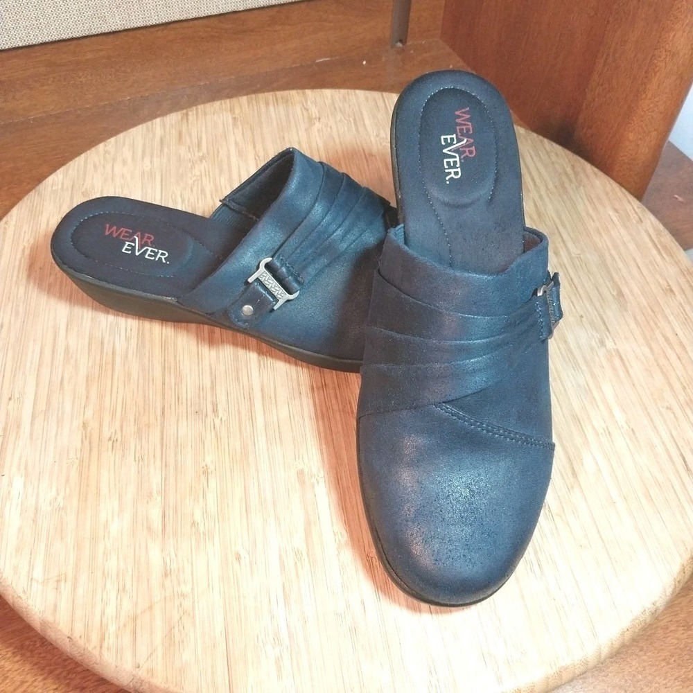 Wear Ever Womens Doriz Navy Blue Comfort Mules Size 8.5M Doleman Slip-On Shoes - Picture 2 of 9